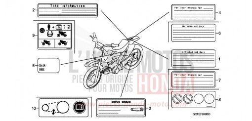 ETIQUETTE DE PRECAUTIONS CRF70F5 de 2005
